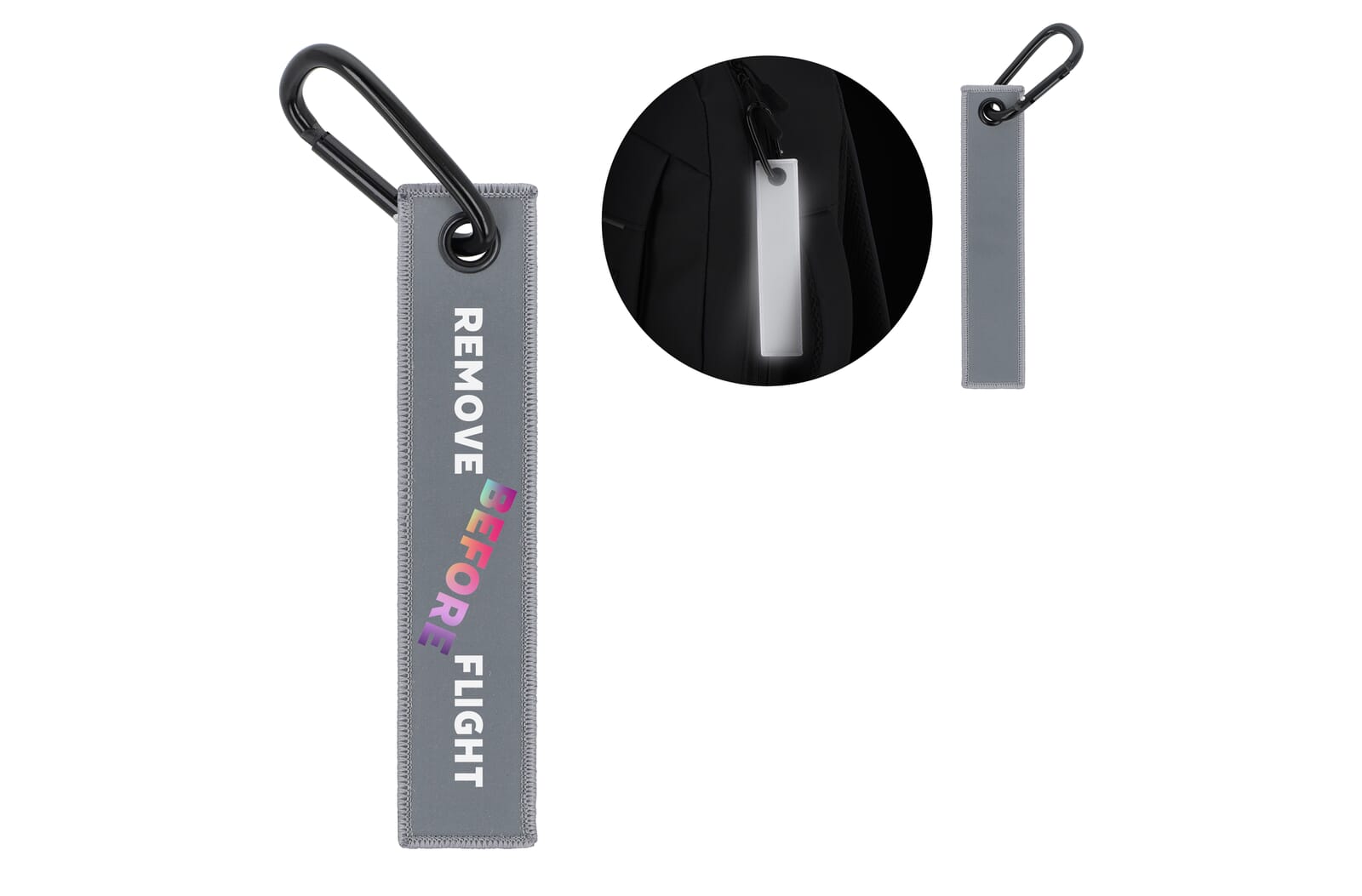 Étiquette de vol réfléchissante avec mousqueton - Paroy-en-Othe imprimé avec logo