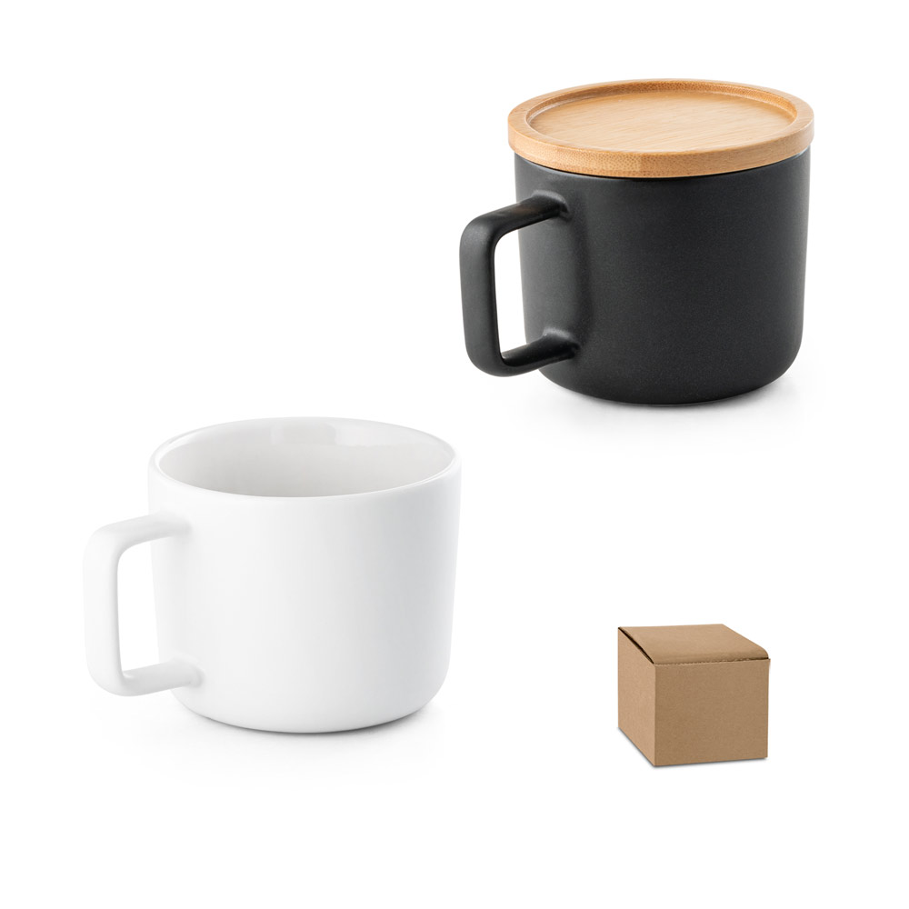 Mug en céramique avec couvercle et base en bambou 220ml - Rochefort