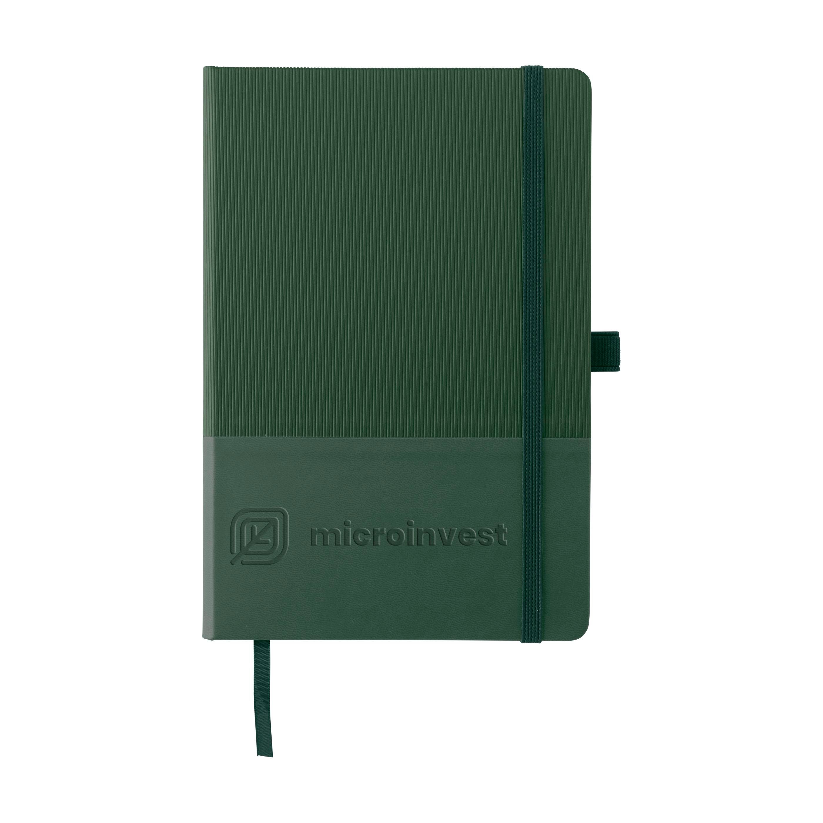Carnet A5 Groovy personnalisé, couverture rigide PU texturée, FSC Mix imprimé avec logo