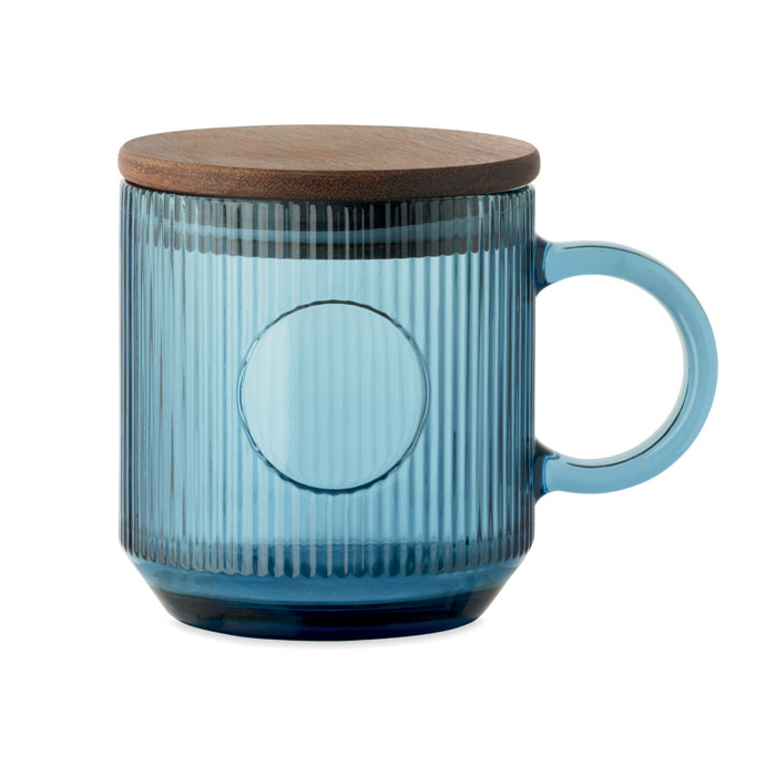 Tasse en verre nervuré avec couvercle en acacia - Saint-Pons-de-Thomières