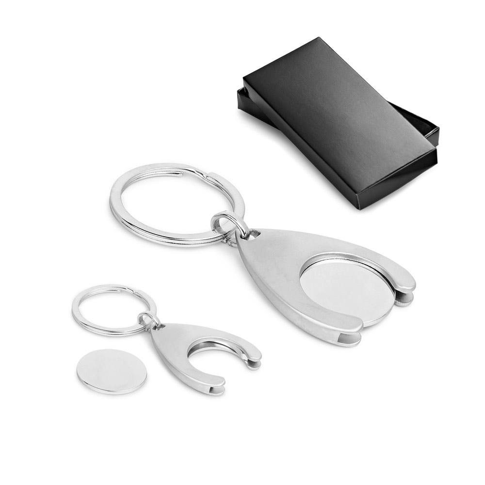 Porte-clés Jeton De Caddie – 2 Pièces Métal élégantes – Idéal Courses – Cadeau Pratique