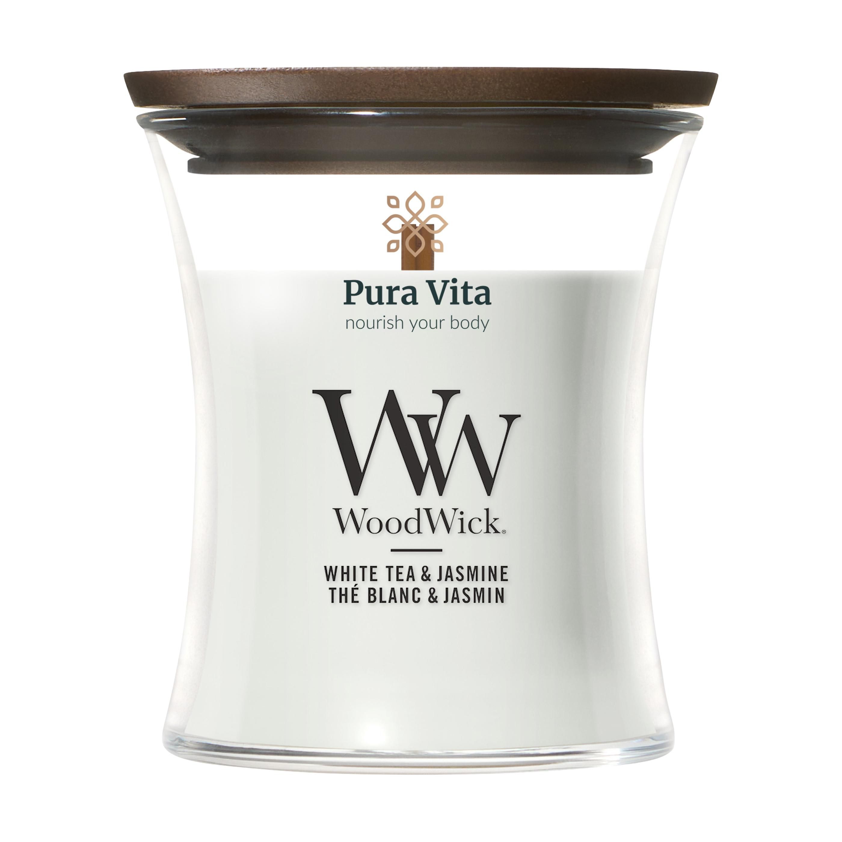 Bougie parfumée WoodWick Thé Blanc & Jasmin Mini Candle