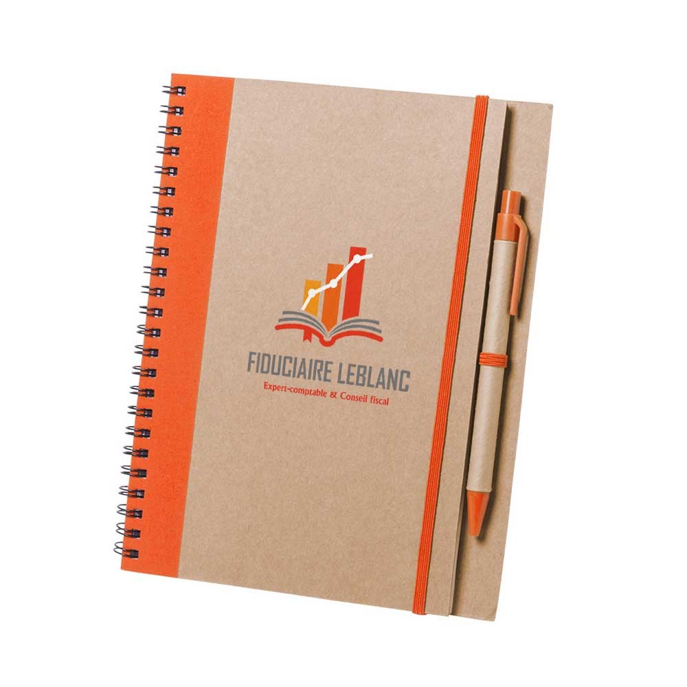 Cahier personnalisé A5 à spirales carton recyclé avec stylo 60 feuilles -- Houston