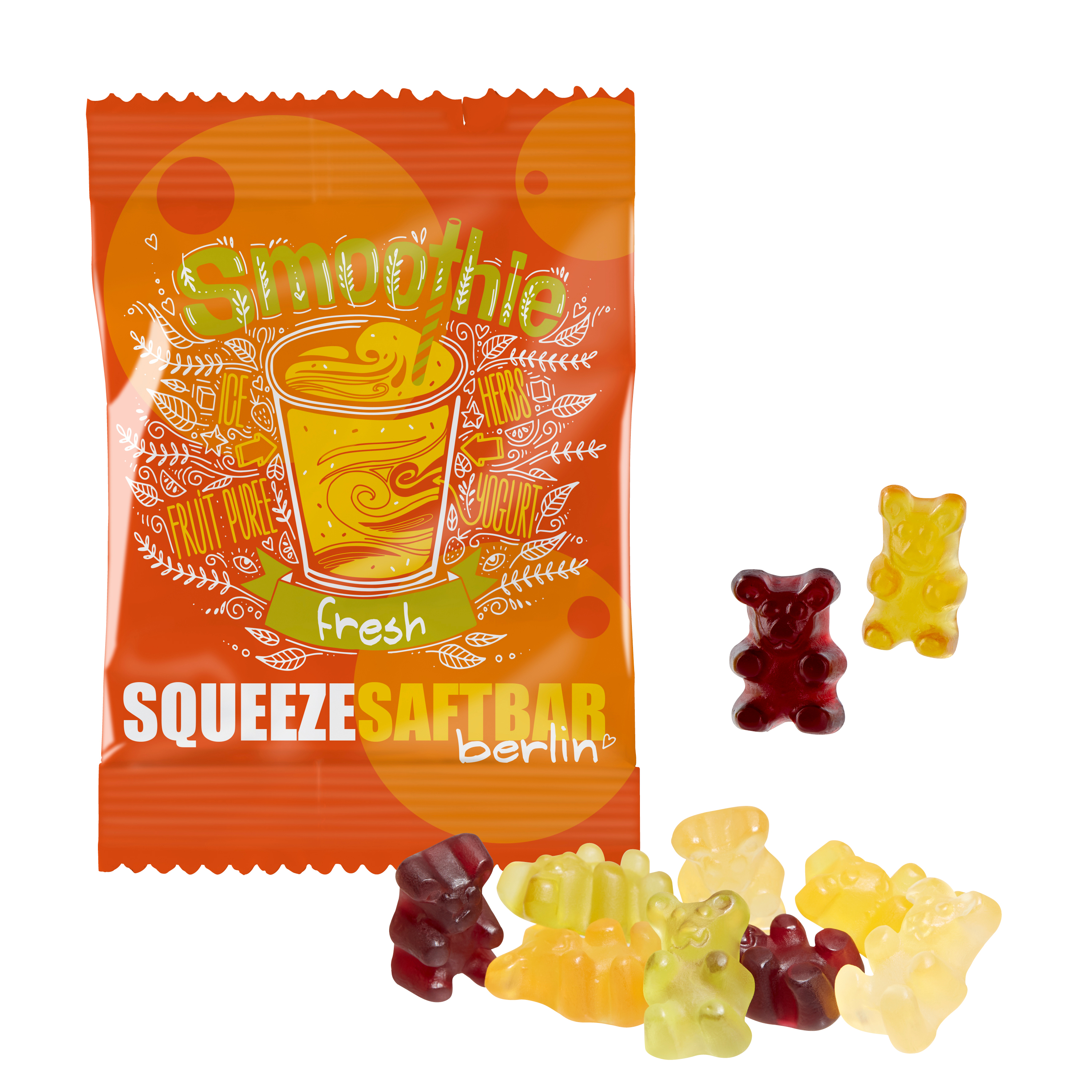 Bonbons Ours en Gelée aux Jus de Fruits - Clergoux imprimé avec logo