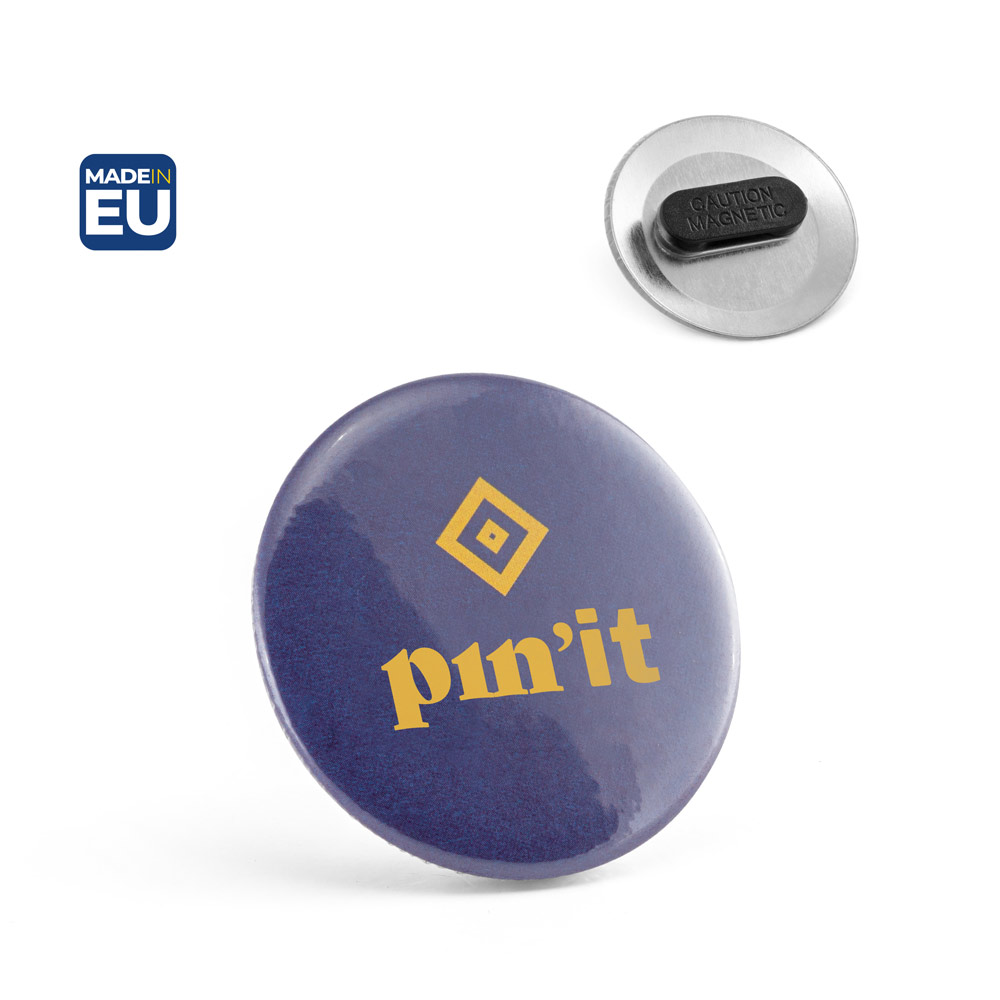Badge Button P'IN 8 à double aimant personnalisé, ø50 mm