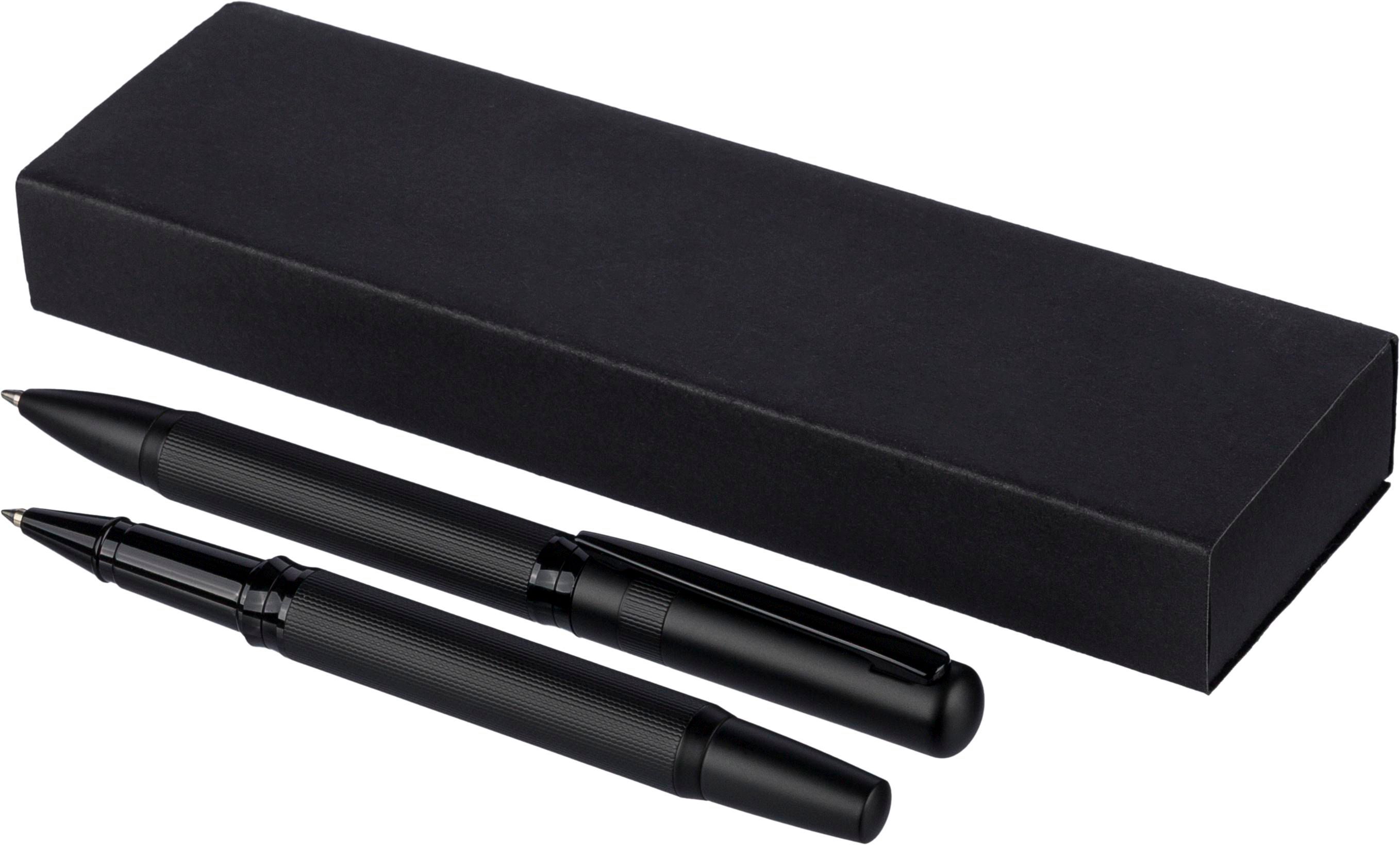 Duo d'écriture en métal et écobrass - Villiers-aux-Corneilles imprimé avec logo