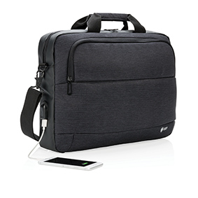 Sac pour ordinateur portable en polyester bicolore avec port de chargement USB - Quirbajou - Zaprinta France