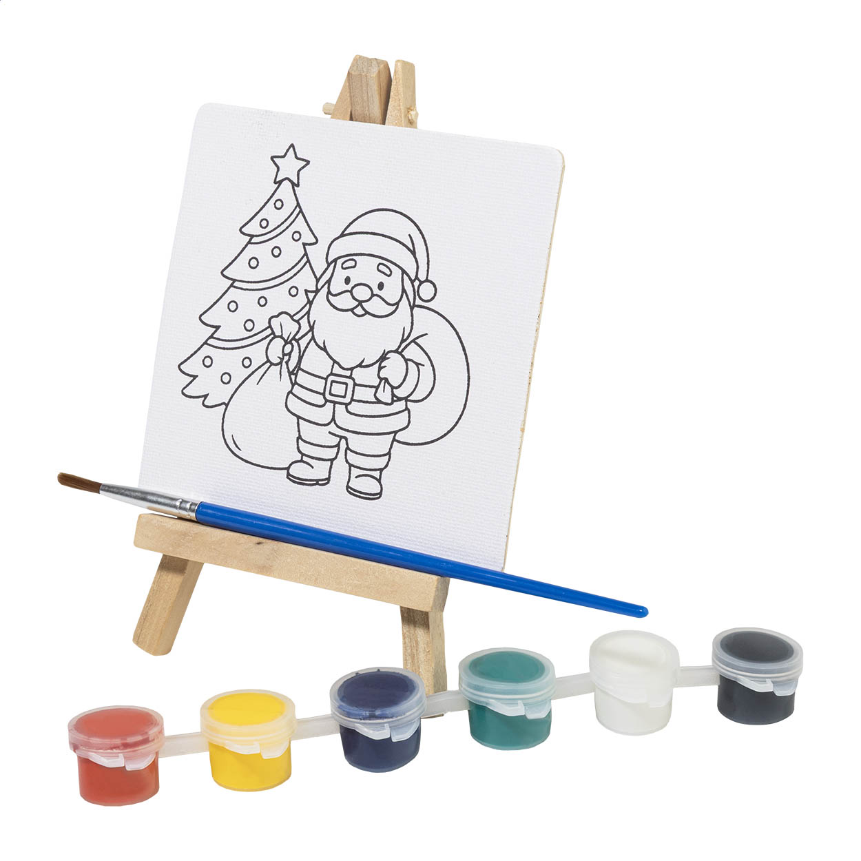 Kit de peinture de Noël Malajul personnalisé avec toile et chevalet bois imprimé avec logo
