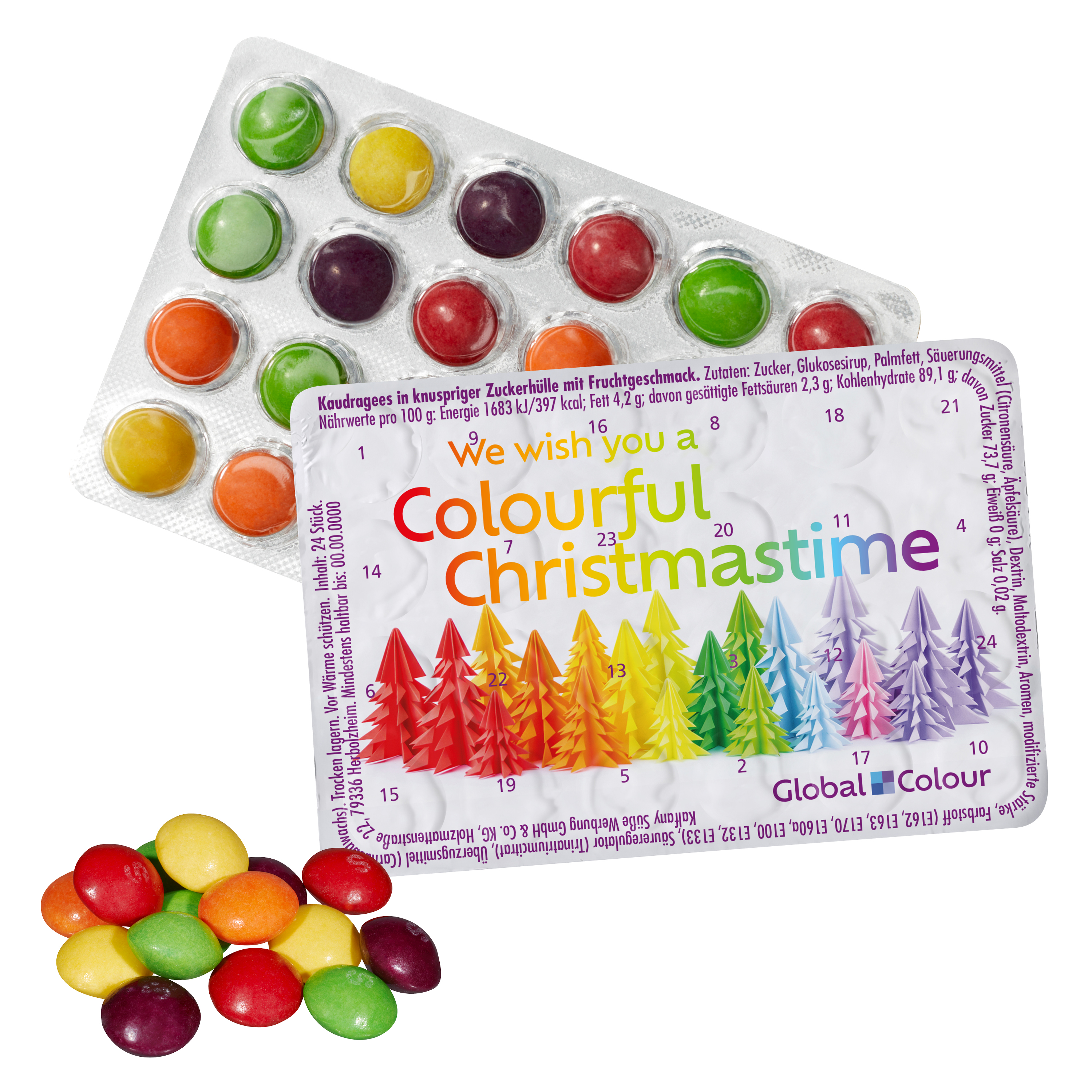 Calendrier de l'Avent Miniature avec Skittles - Perpezac-le-Noir imprimé avec logo