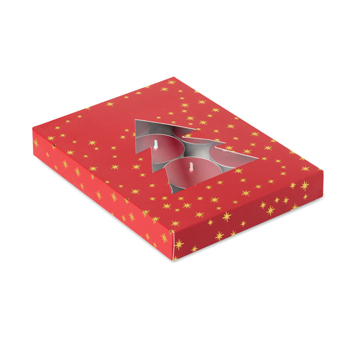 Coffret de bougies chauffe-plat à la cannelle personnalisé, boîte sapin de Noël imprimé avec logo