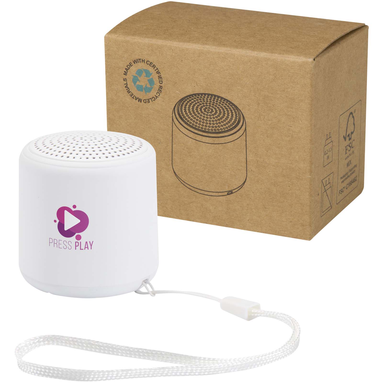 Enceinte Bluetooth® Velkis 3 W personnalisée en plastique recyclé imprimé avec logo