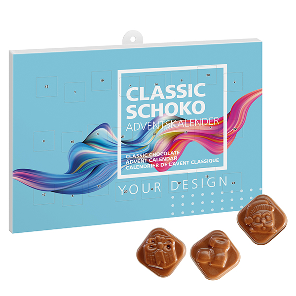 Calendrier de l'Avent en chocolat classique (paysage) - Nedde imprimé avec logo
