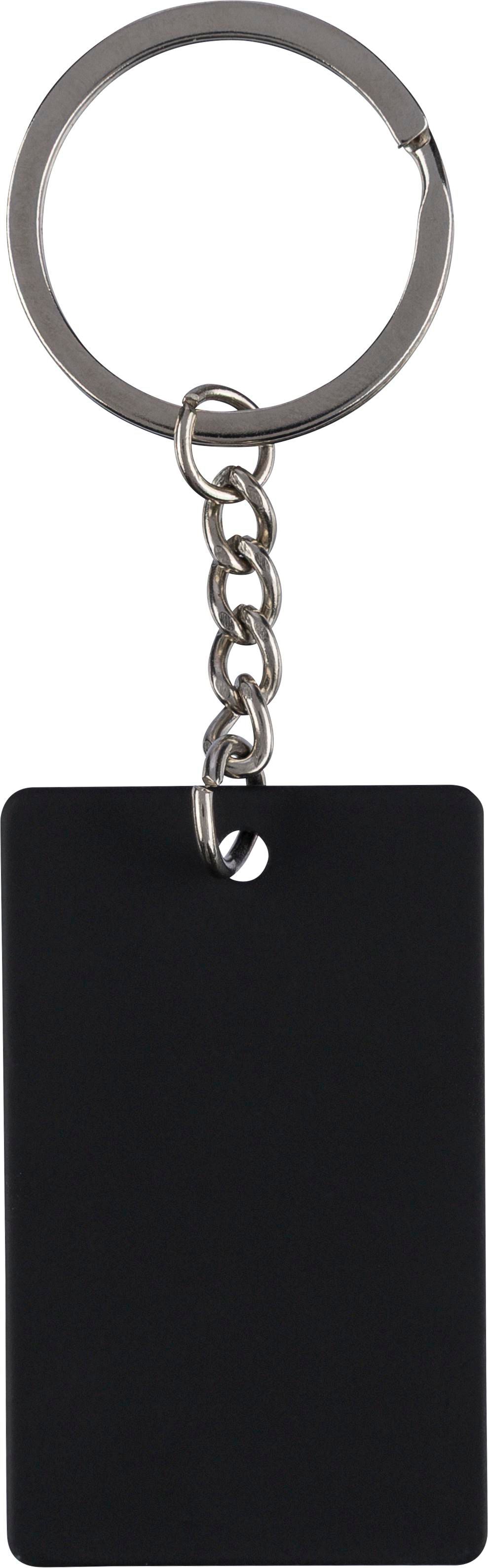 Porte-clés rectangulaire écologique en acier inoxydable recyclé - Colonfay imprimé avec logo
