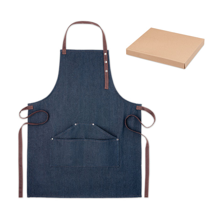 Tablier en denim robuste - Beaumont-du-Ventoux imprimé avec logo