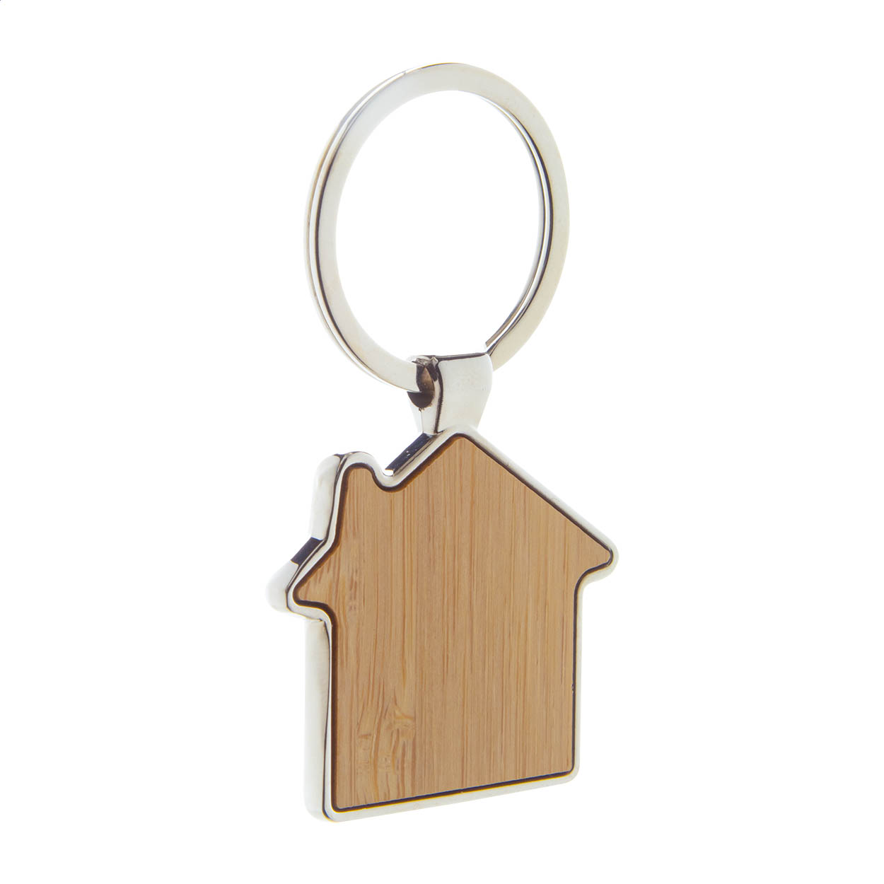 Porte-clés maison Horby personnalisé en métal avec insert en bambou imprimé avec logo
