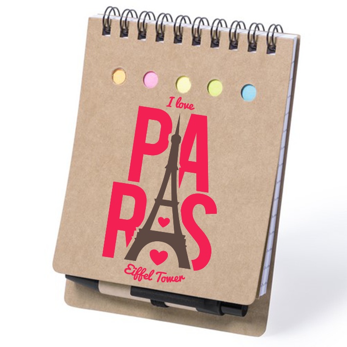 Petit bloc-note personnalisé avec stylo inclus, post-its et sticky notes 9,5x13,2x1,5 cm - Belo