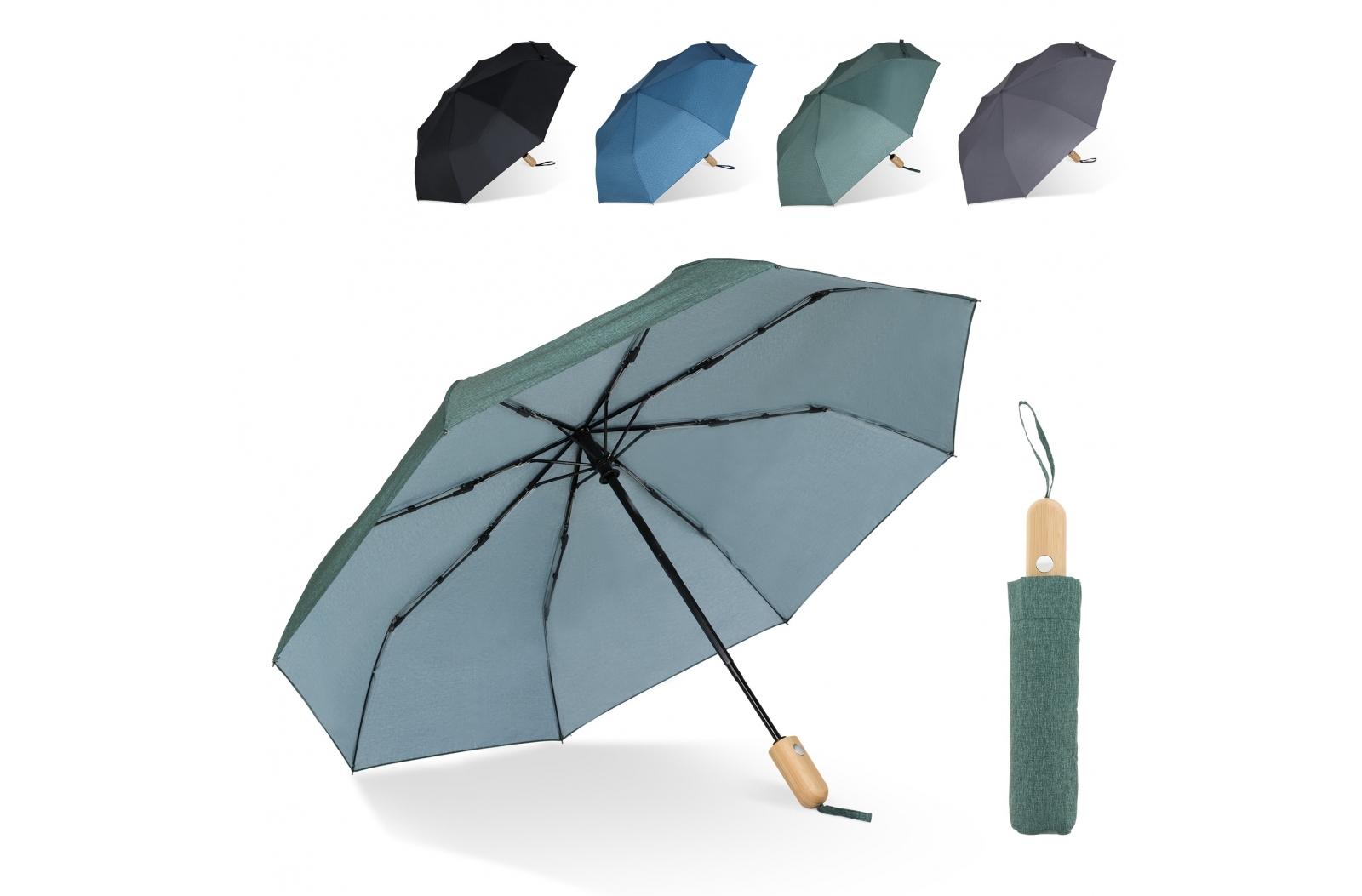 Parapluie pliable 21” en R-PET. Ouverture automatique - Zaprinta France
