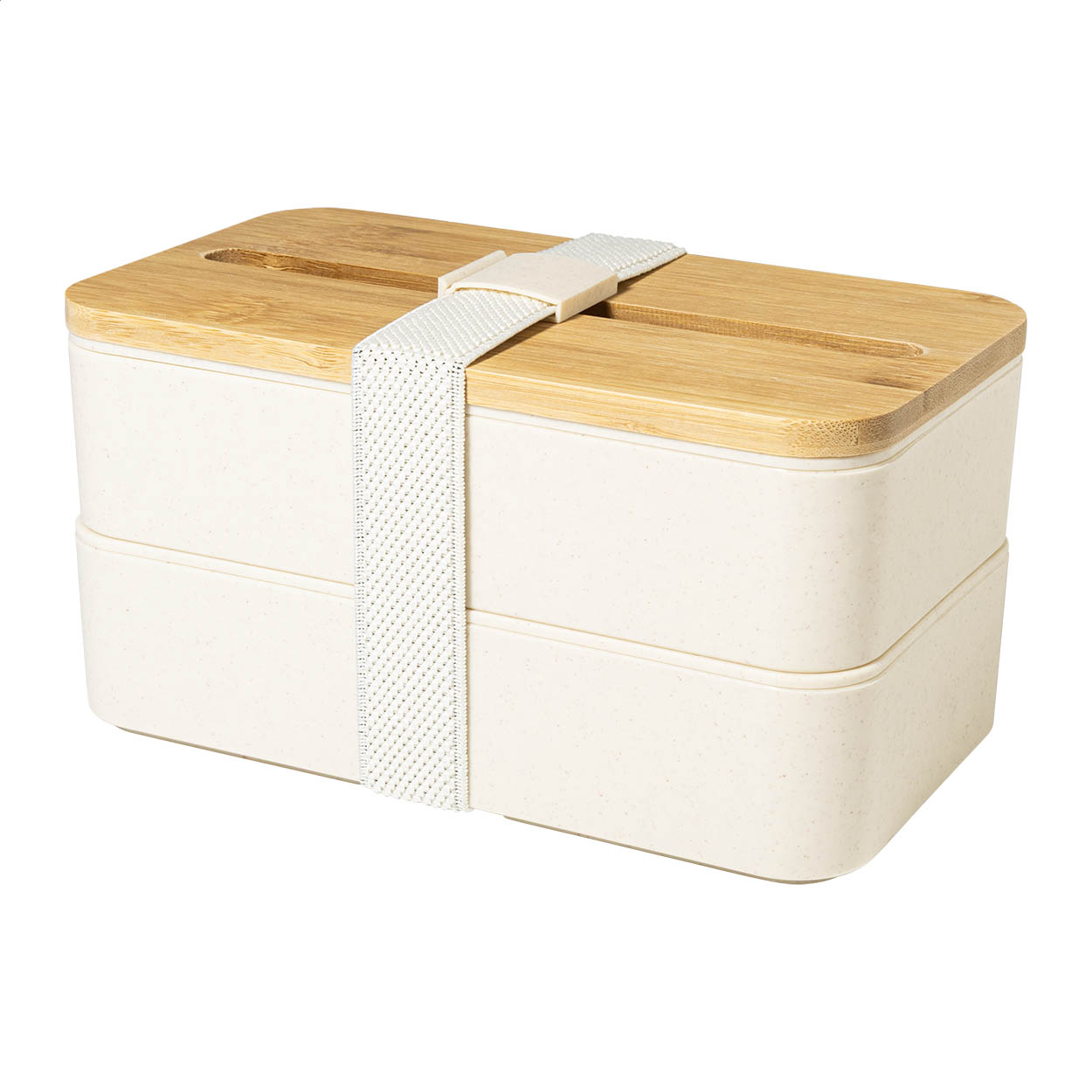Lunch box Laksa personnalisée en PP avec couverts et couvercle bambou imprimé avec logo