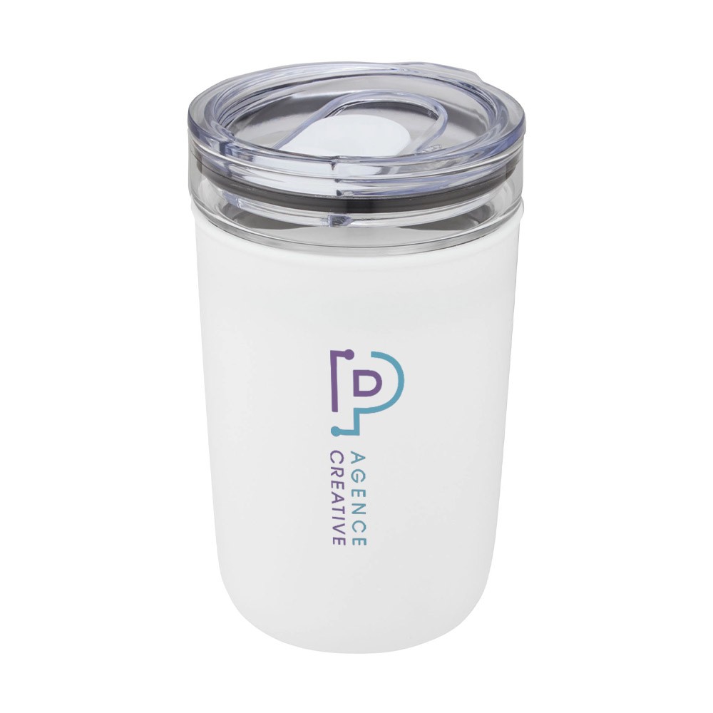 Gobelet en verre de 420 ml avec paroi extérieure en plastique recyclé