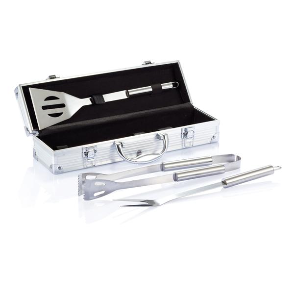 Set de 3 pcs pour barbecue en coffret aluminium