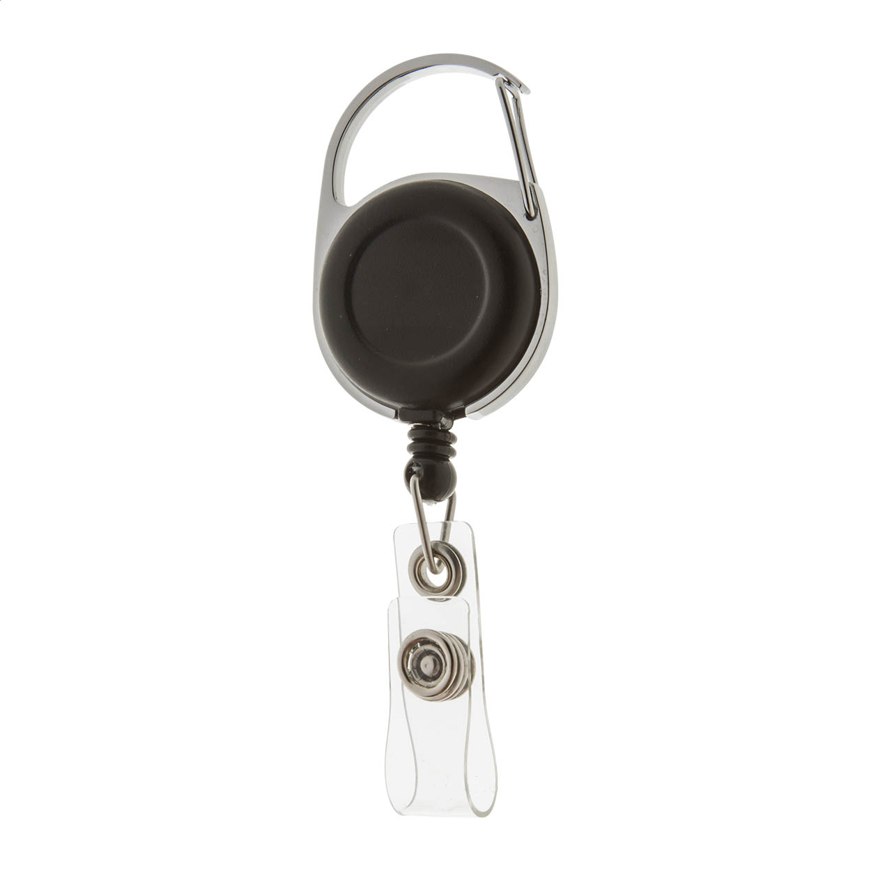 Porte-badge Hooky personnalisé en métal et plastique, enrouleur et mousqueton imprimé avec logo