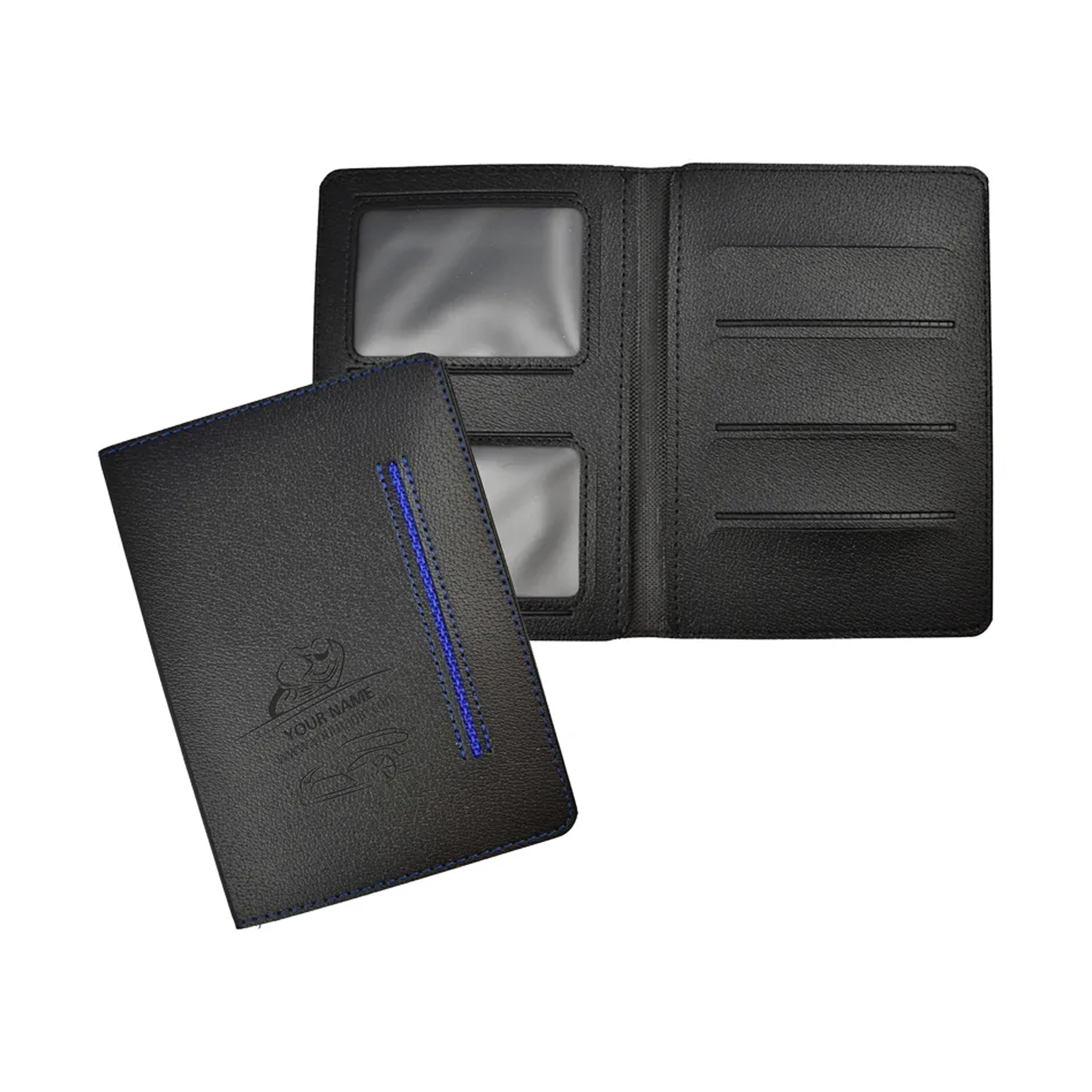 Boîtier de plaque d'immatriculation et permis de conduire en cuir synthétique - Plouvain