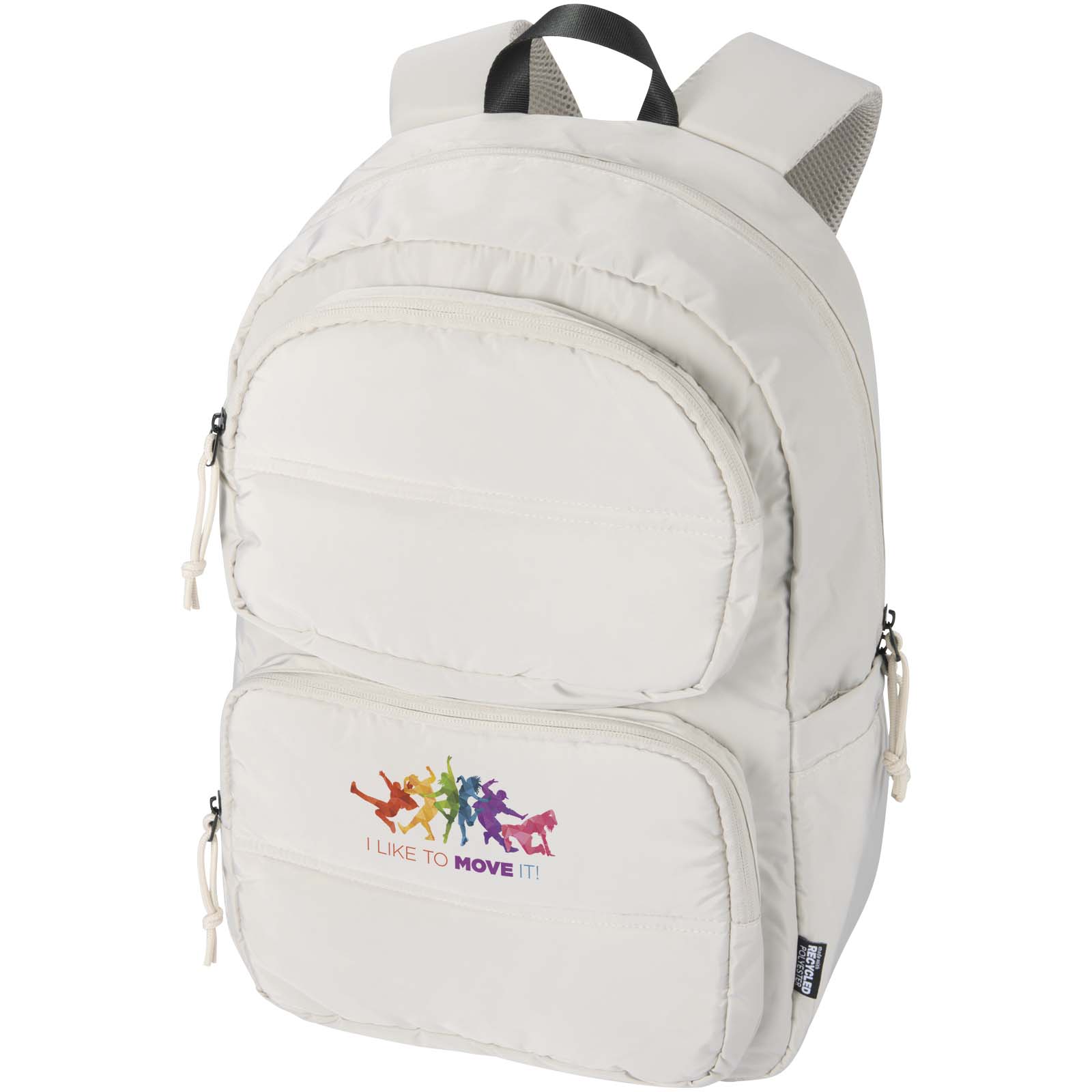 Sac à dos portable recyclé 15,6 Puffer Éco - Marmagne imprimé avec logo