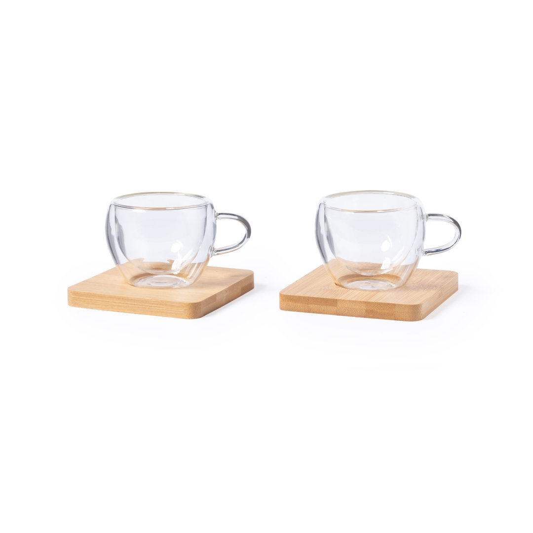Ensemble de Mugs à Double Paroi en Verre Borosilicate 2x90ml - Bréville-les-Monts - Zaprinta France