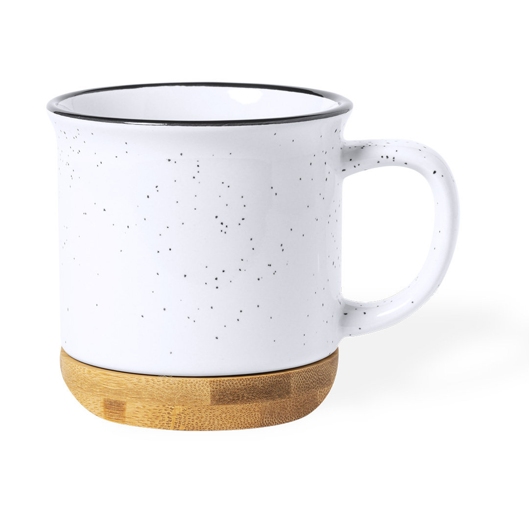 Mug Vintage en Céramique avec Base en Bambou 330ml - Arnac-Pompadour