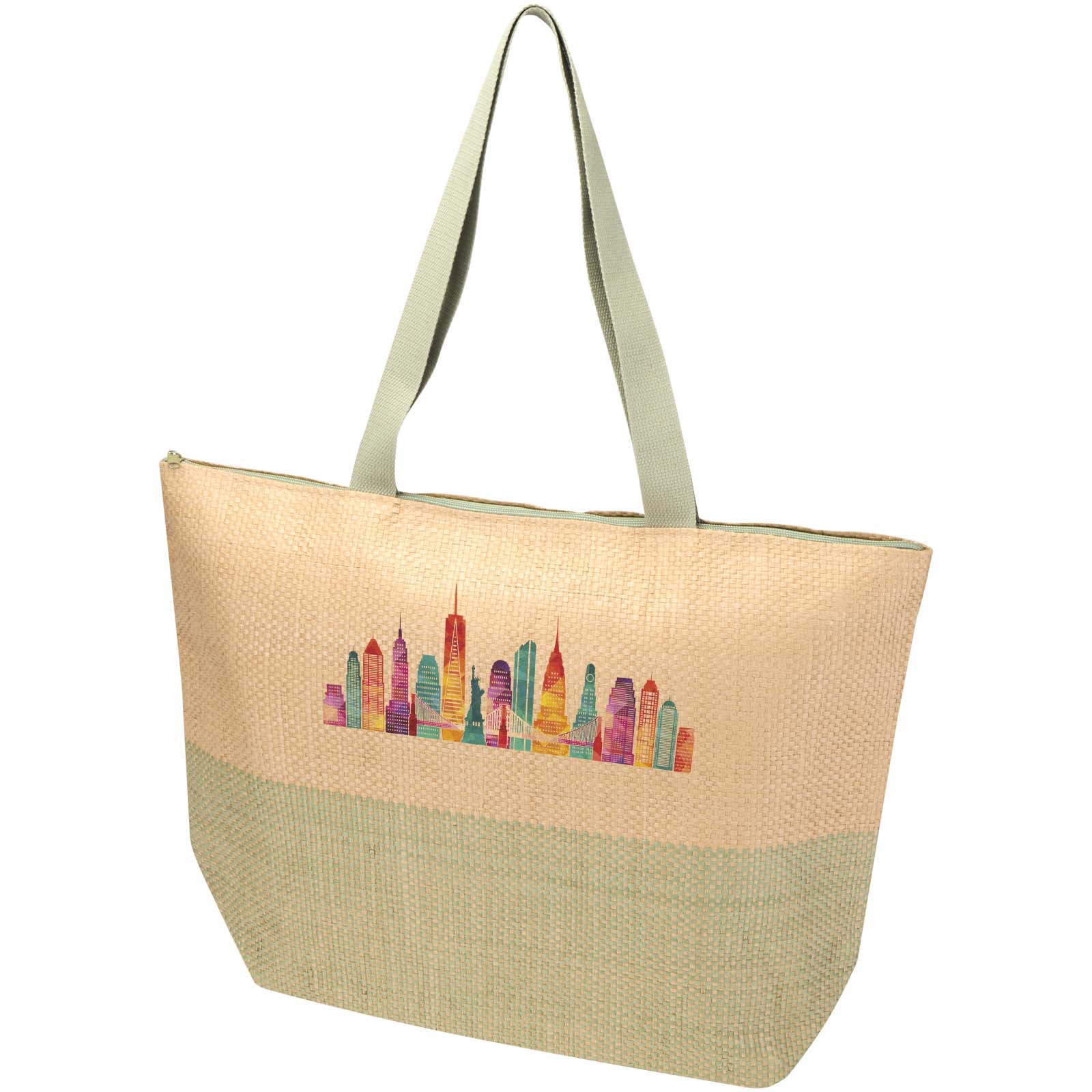 Grand cabas zippé Rhythm 21 L personnalisé en papier paille tressé