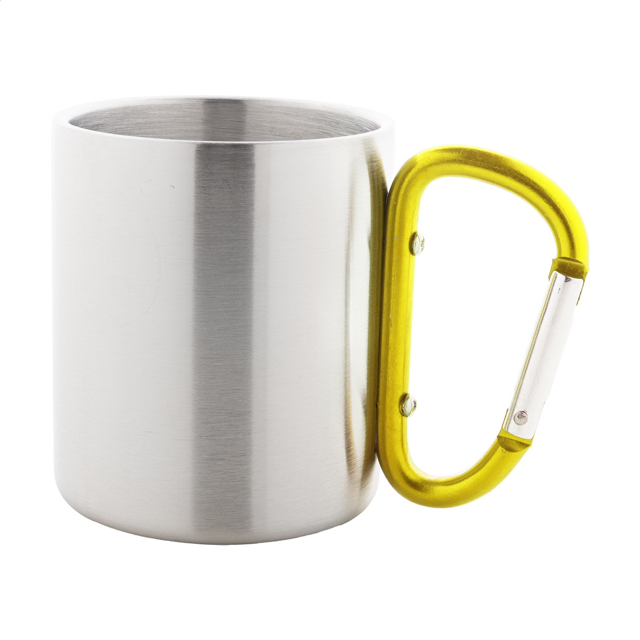 Mug en acier inoxydable avec poignée mousqueton colorée - Larbroye imprimé avec logo