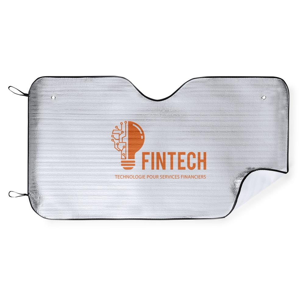 Pare-soleil personnalisé en aluminium 130 x 70 cm – Jeanne imprimé avec logo