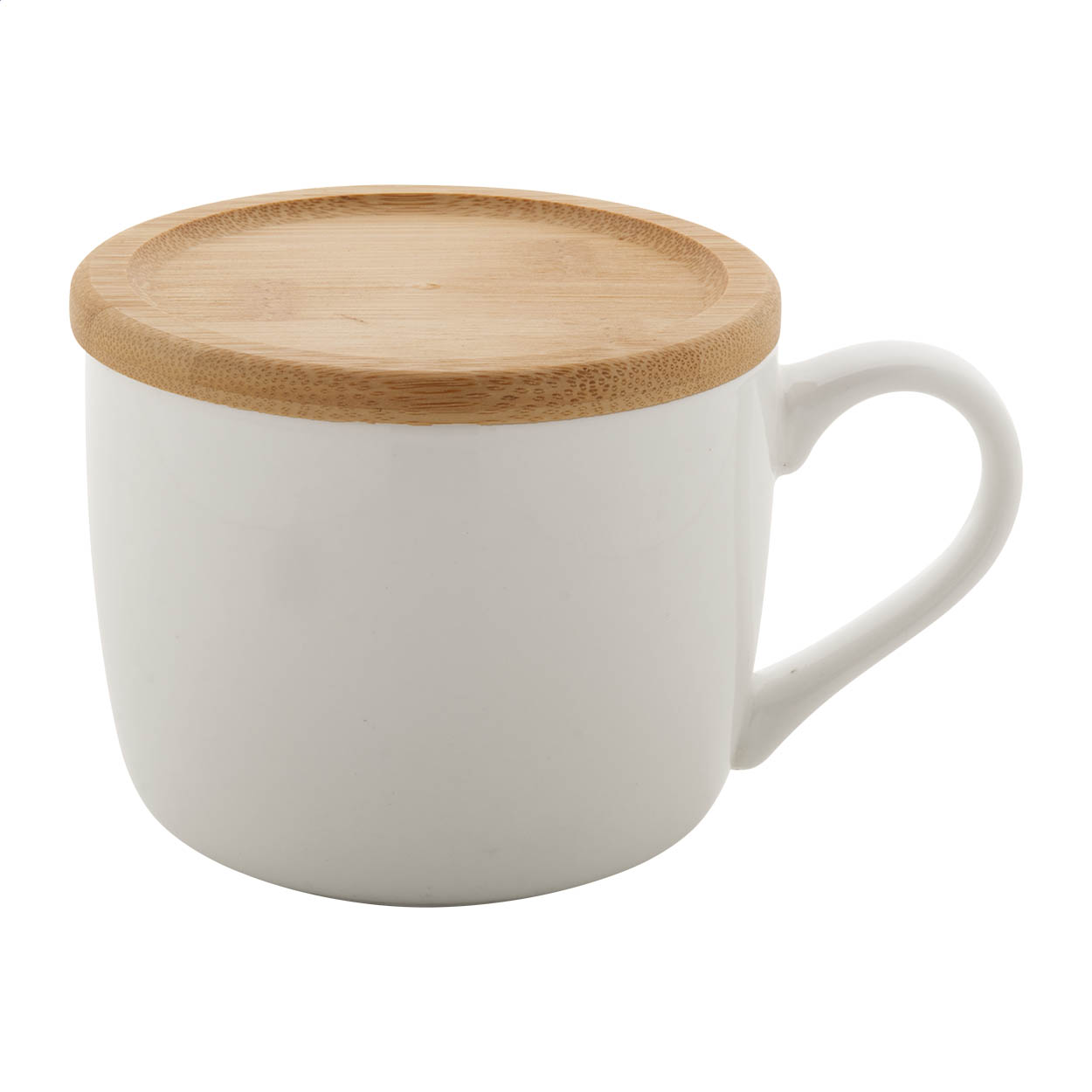 Grand mug en porcelaine blanc Athena personnalisé avec sous-verre, 400 ml