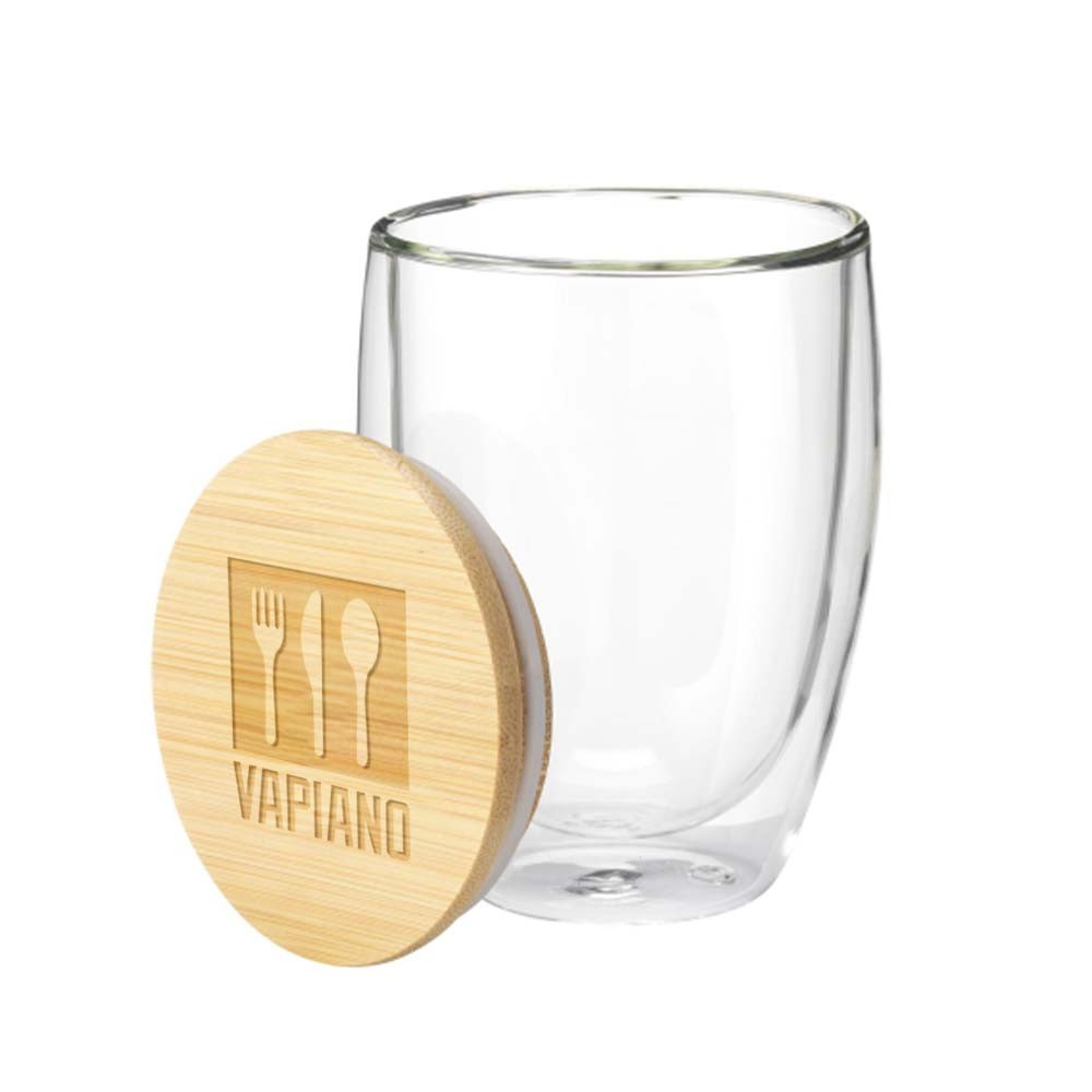 Verre à double paroi avec couvercle en bambou 350ml - Fontainebleau