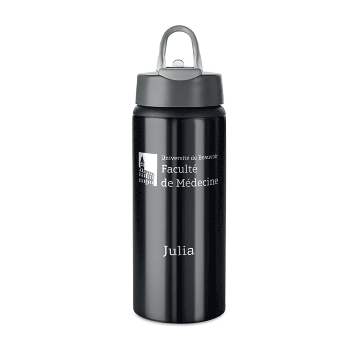 Gourde personnalisée prénom en aluminium avec paille pliable 600ml - Thomas