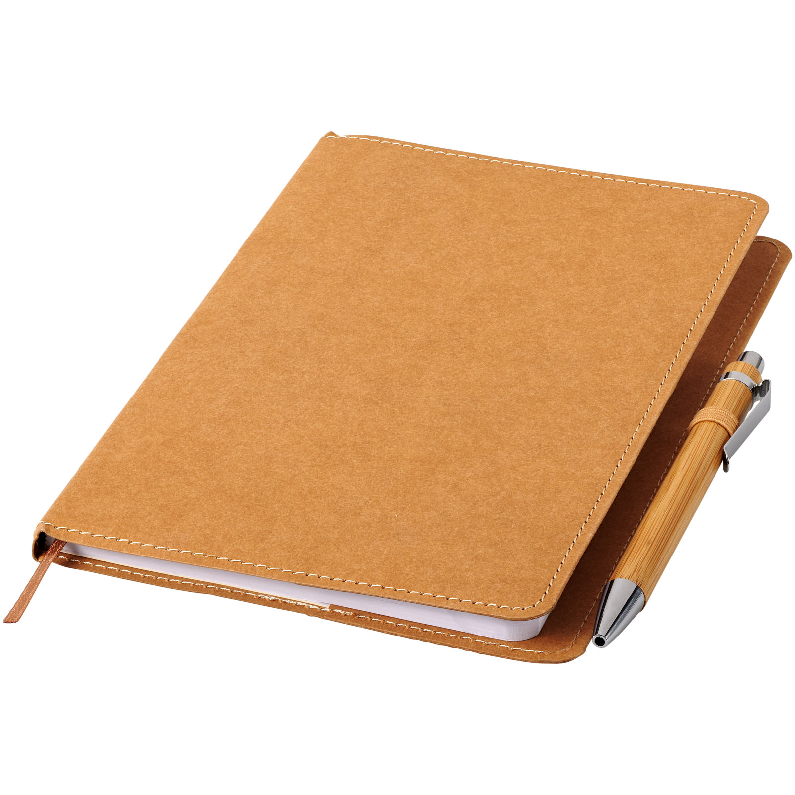 Cahier avec couverture en matériau Kraft lavable avec stylo à bille en bambou - Roquebrune-sur-Argens