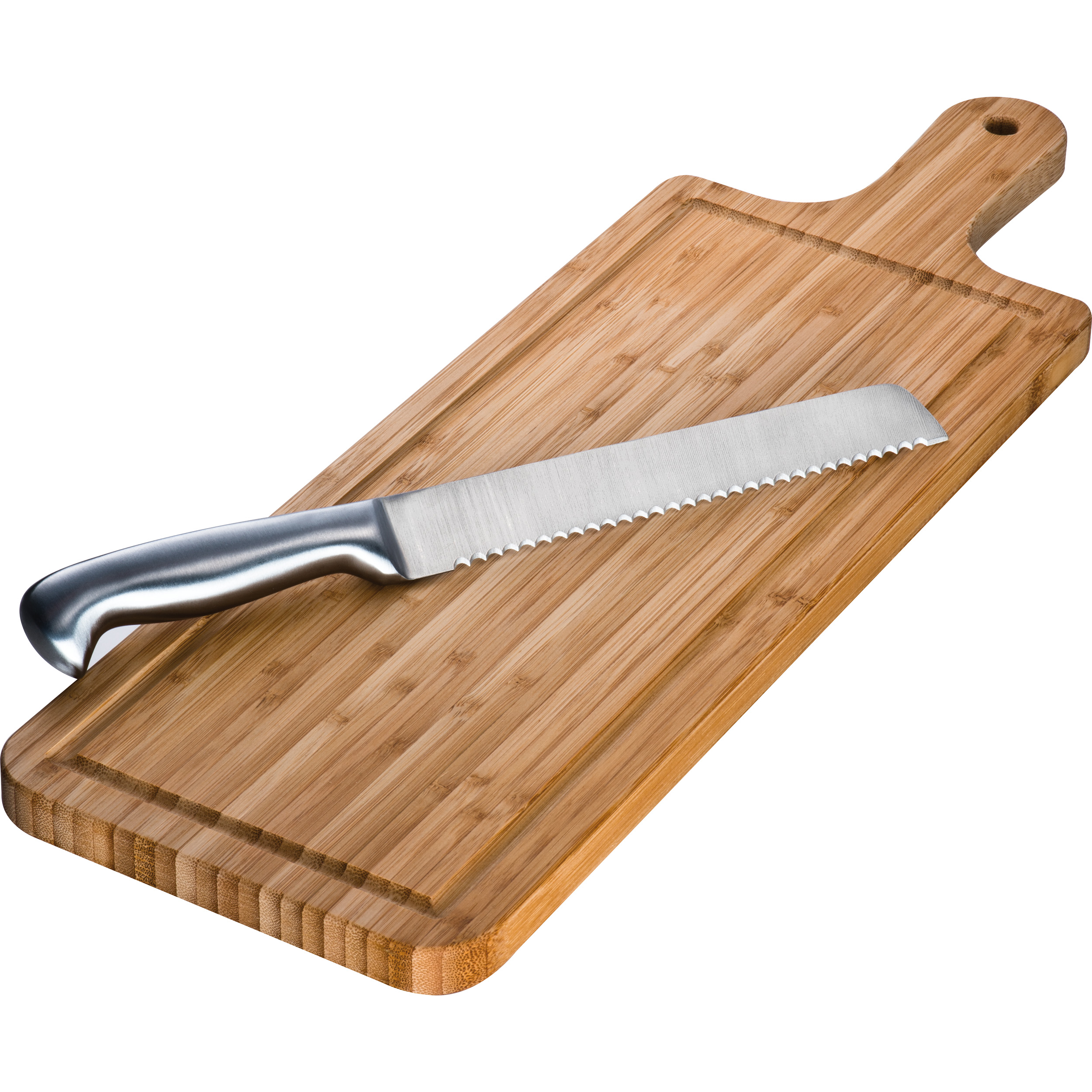 Planche à découper en bambou avec ensemble de couteaux à pain en acier inoxydable - Saint-Émilion - Zaprinta France