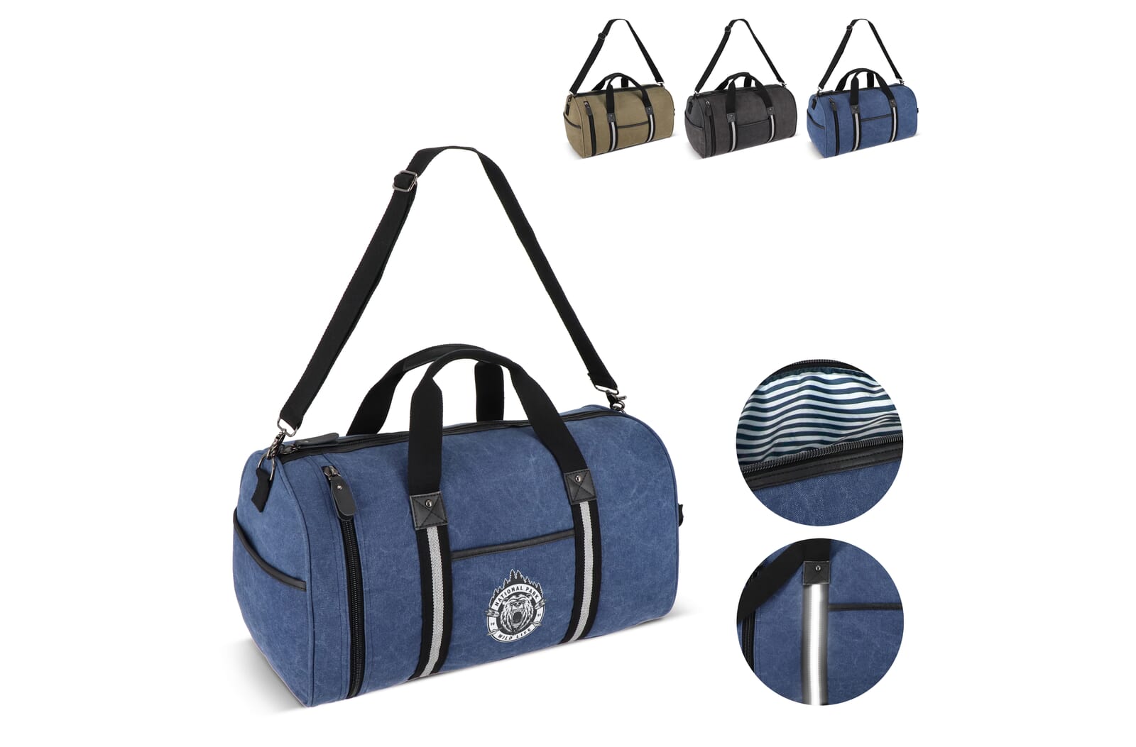 Sac de voyage en toile de coton recyclé Élégance - Maigné imprimé avec logo
