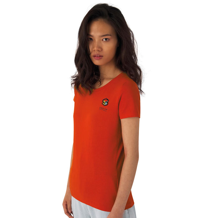 T-shirt brodé femme en coton bio col rond manches courtes 175 gr - Bilby - Zaprinta France