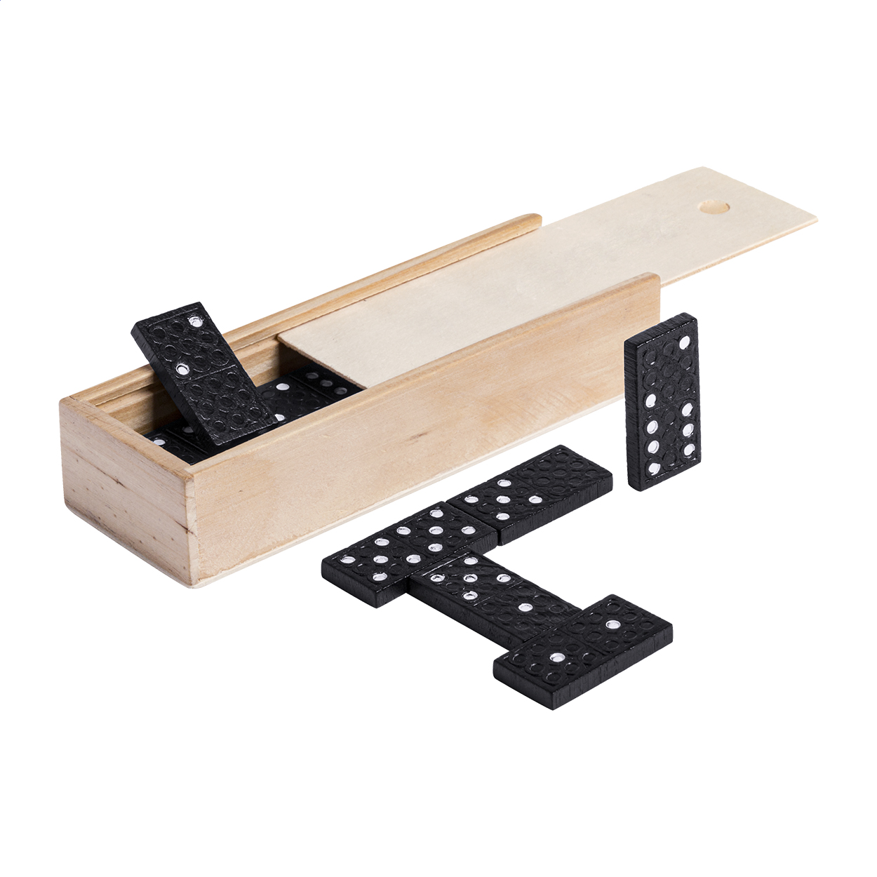 Jeu de dominos Blamino personnalisé, 28 pièces dans une boîte en bois imprimé avec logo