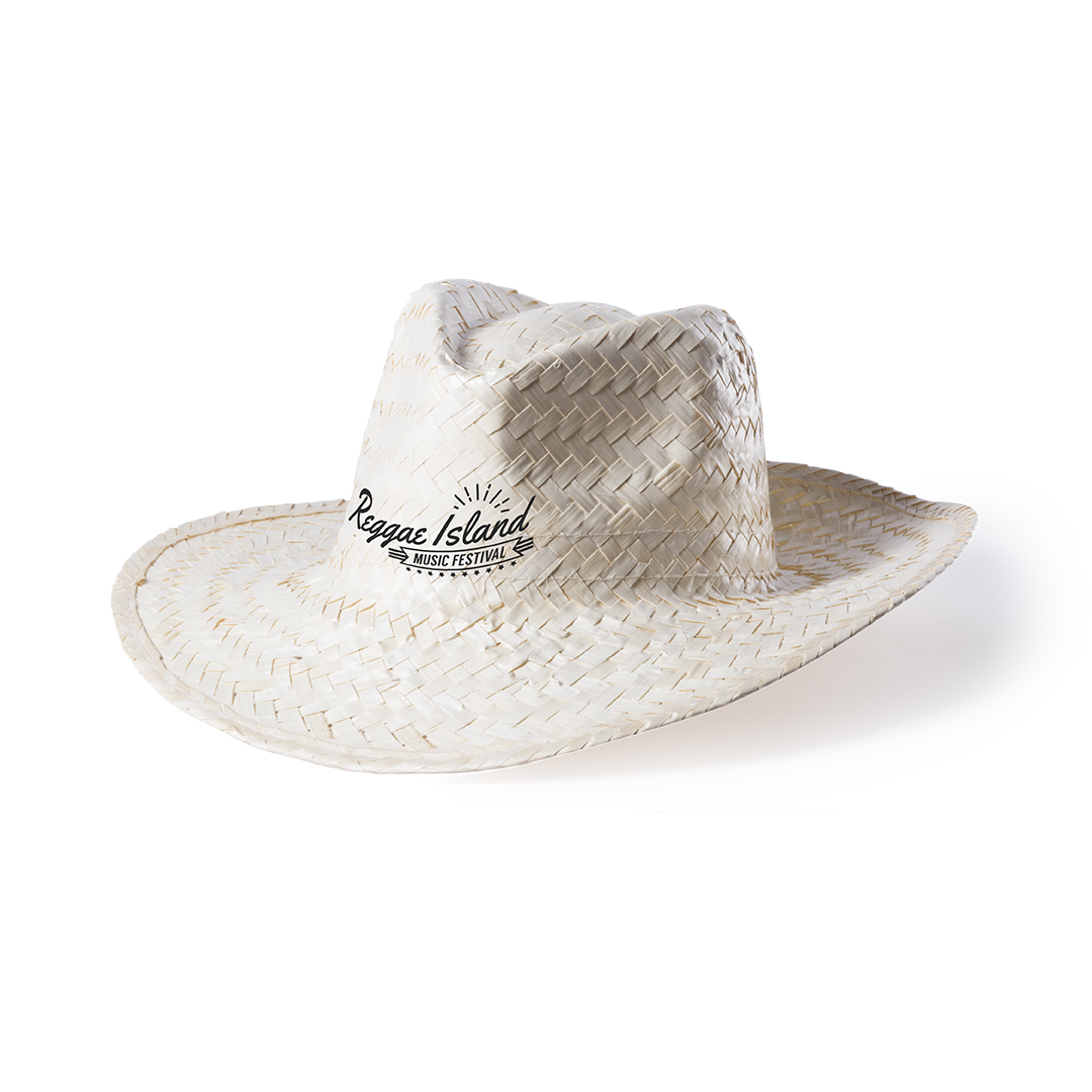 Chapeau de paille de couleur naturelle avec surface d'impression par tampographie - Moiron