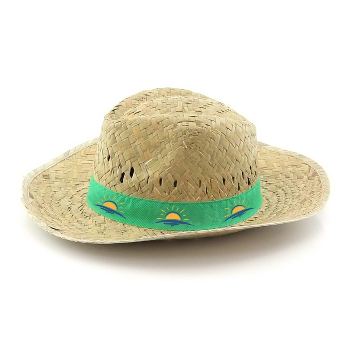 Chapeau de paille personnalisable couleur naturelle avec bande colorée - Ludovic - Zaprinta France