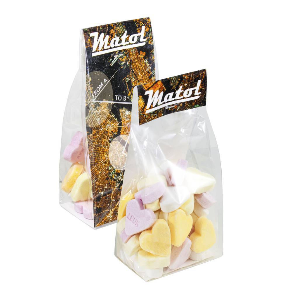 Sachet de bonbons personnalisable avec carton imprimé