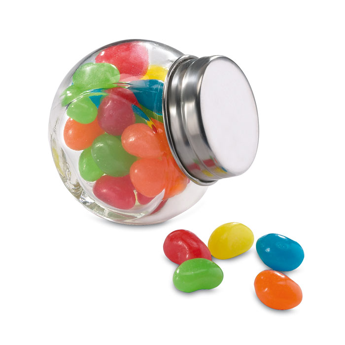 Bocal en verre personnalisé avec bonbons multicolores - Zaprinta France