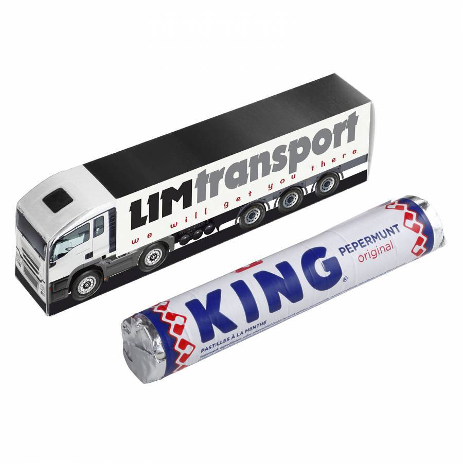 Camion personnalisé avec tube de bonbons menthe King - Zaprinta France