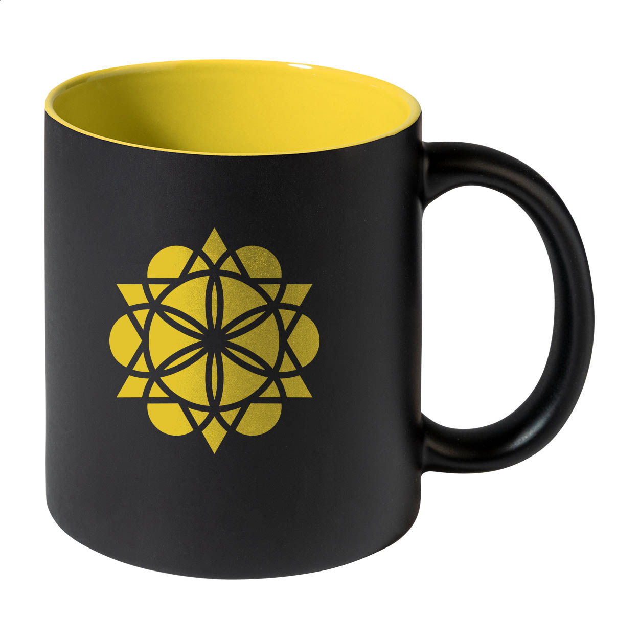 Mug Bavary noir en céramique à graver, intérieur coloré, 350 ml imprimé avec logo