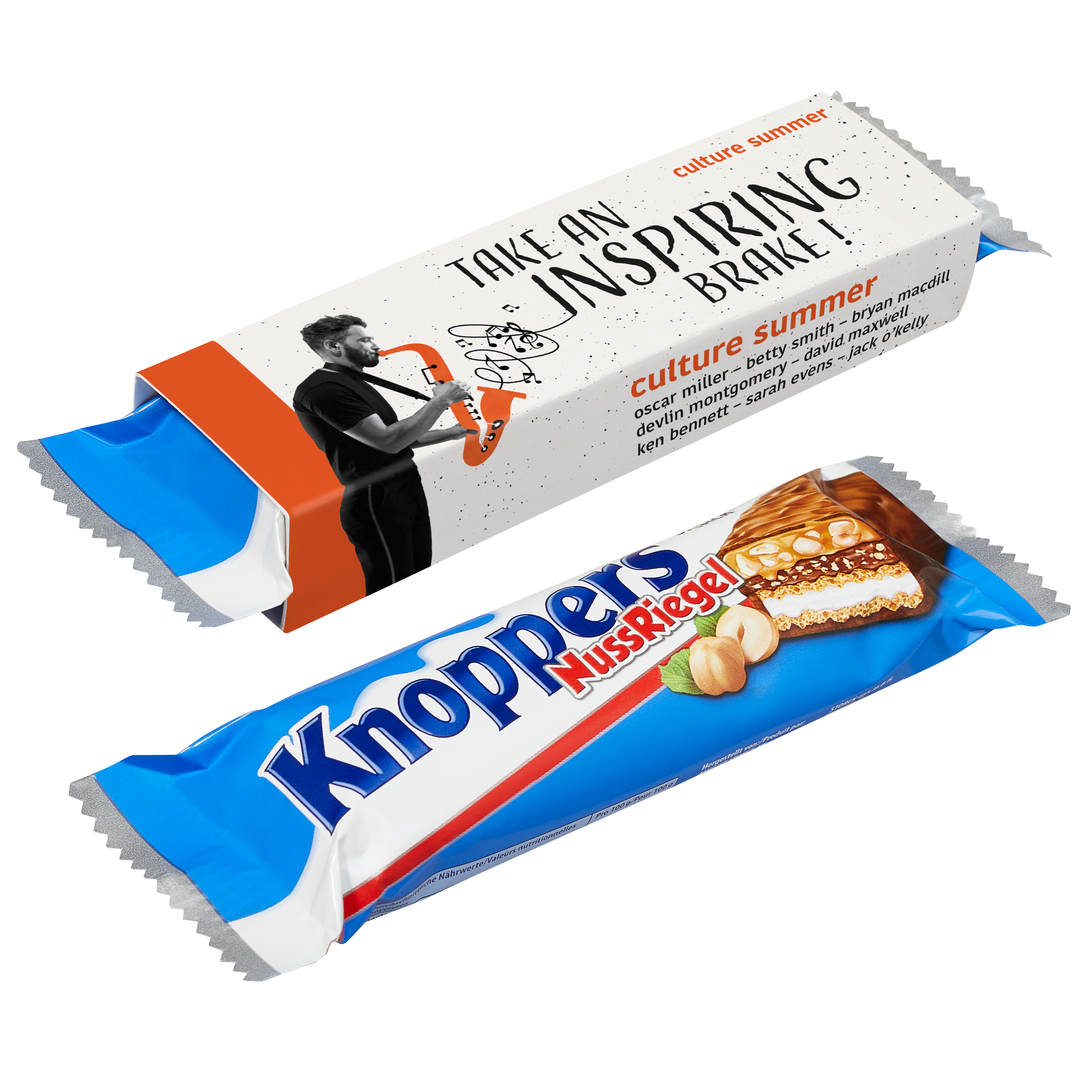 Barre de Noisettes et Caramel Délicieuse - Saint-Pierre-de-Fursac imprimé avec logo