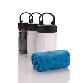 Serviette de refroidissement en microfibre avec protection UV et mousqueton pour bouteille - Belonchamp