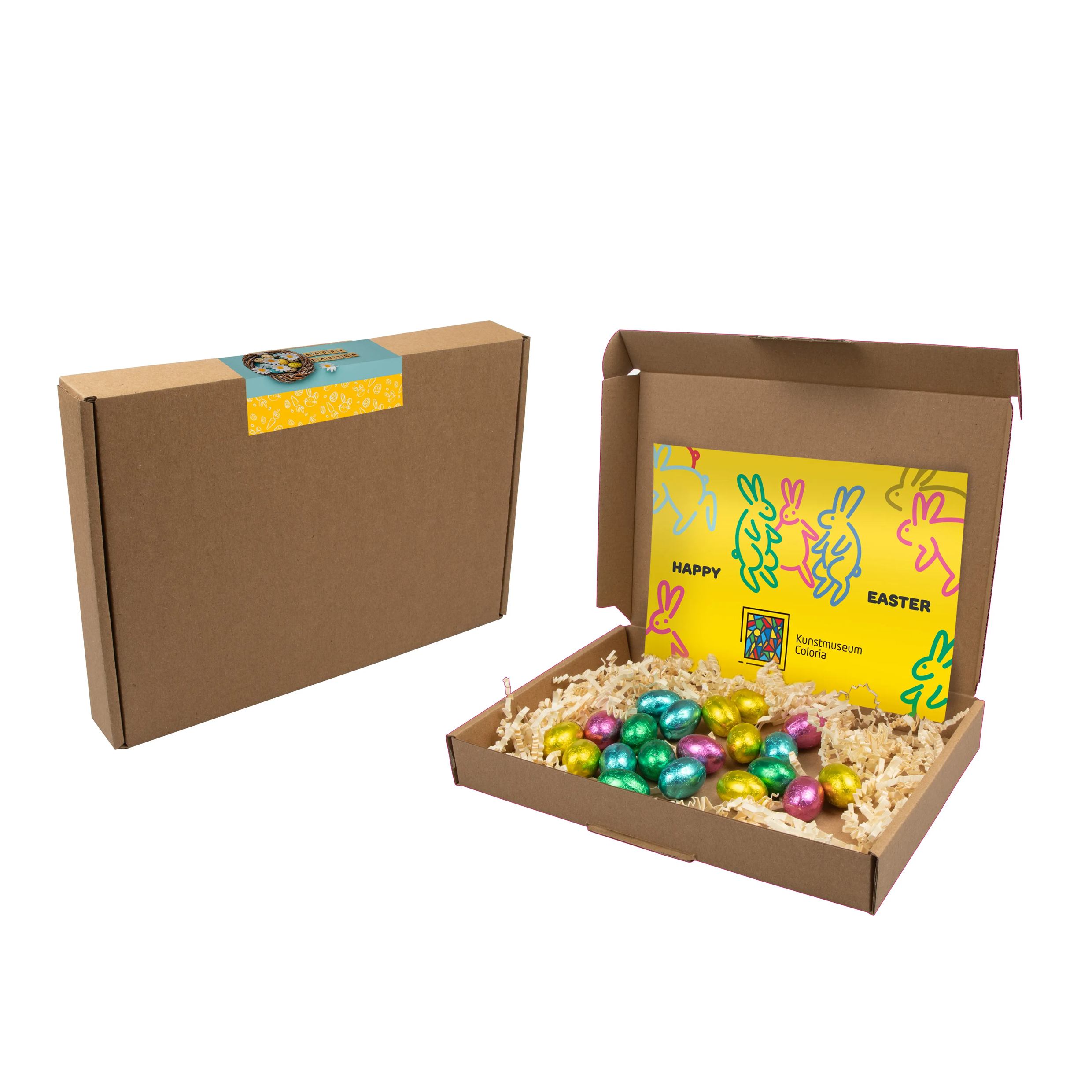 Boîte d'œufs de Pâques dans un nid