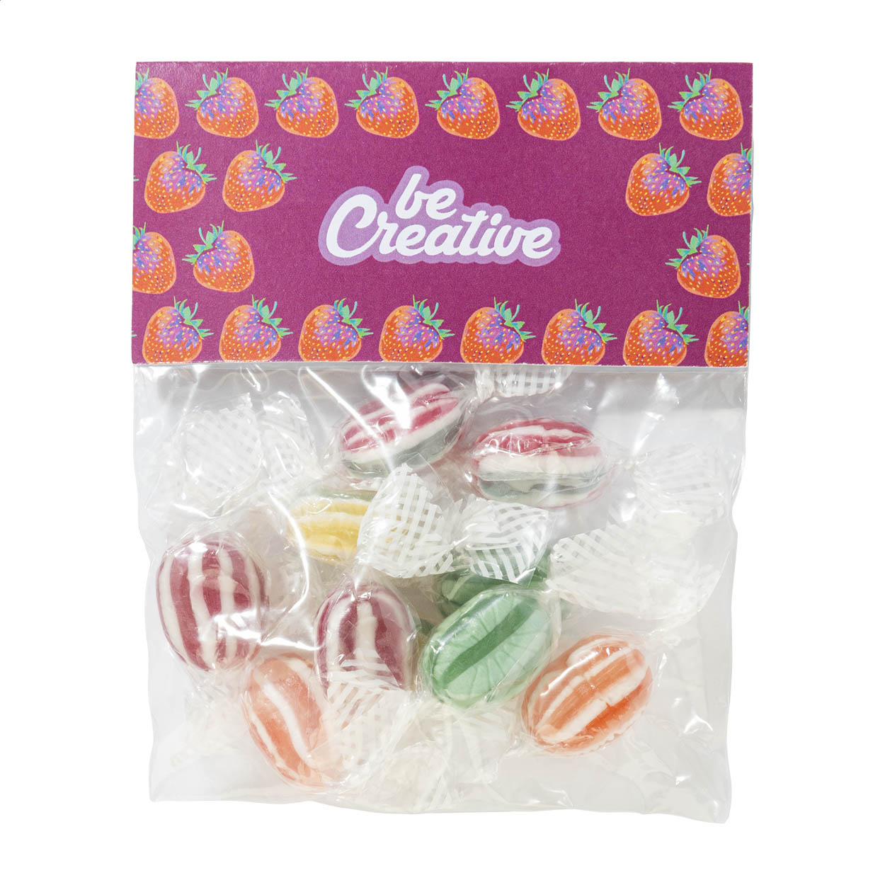 Sachet de bonbons CreaCandy Header personnalisé, carte papier imprimée imprimé avec logo